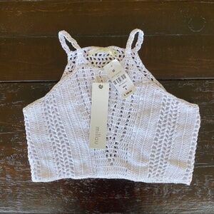 NWT LF MILLAU Crochet White Crop Top Festival